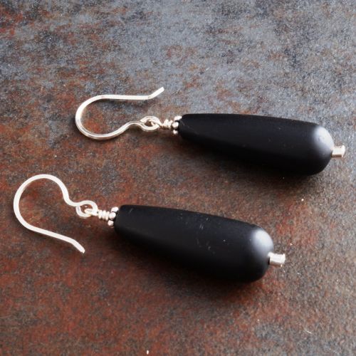 Handmade sterling silver black onyx earring collection